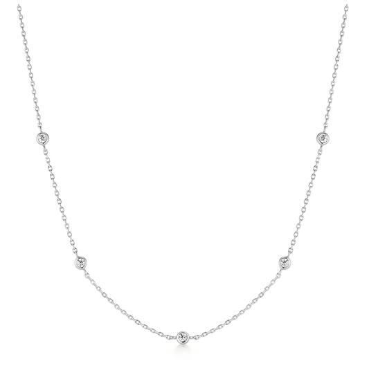  Starlit Drops - Schakelcolliers - Zilver / Gerodineerd - Zirkonia - 43cm